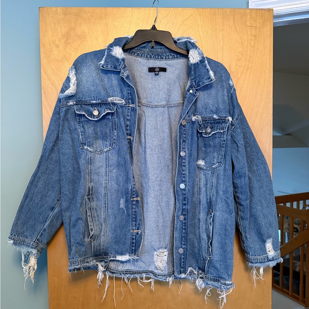 Missguided Oversized Distressed Denim Jacket